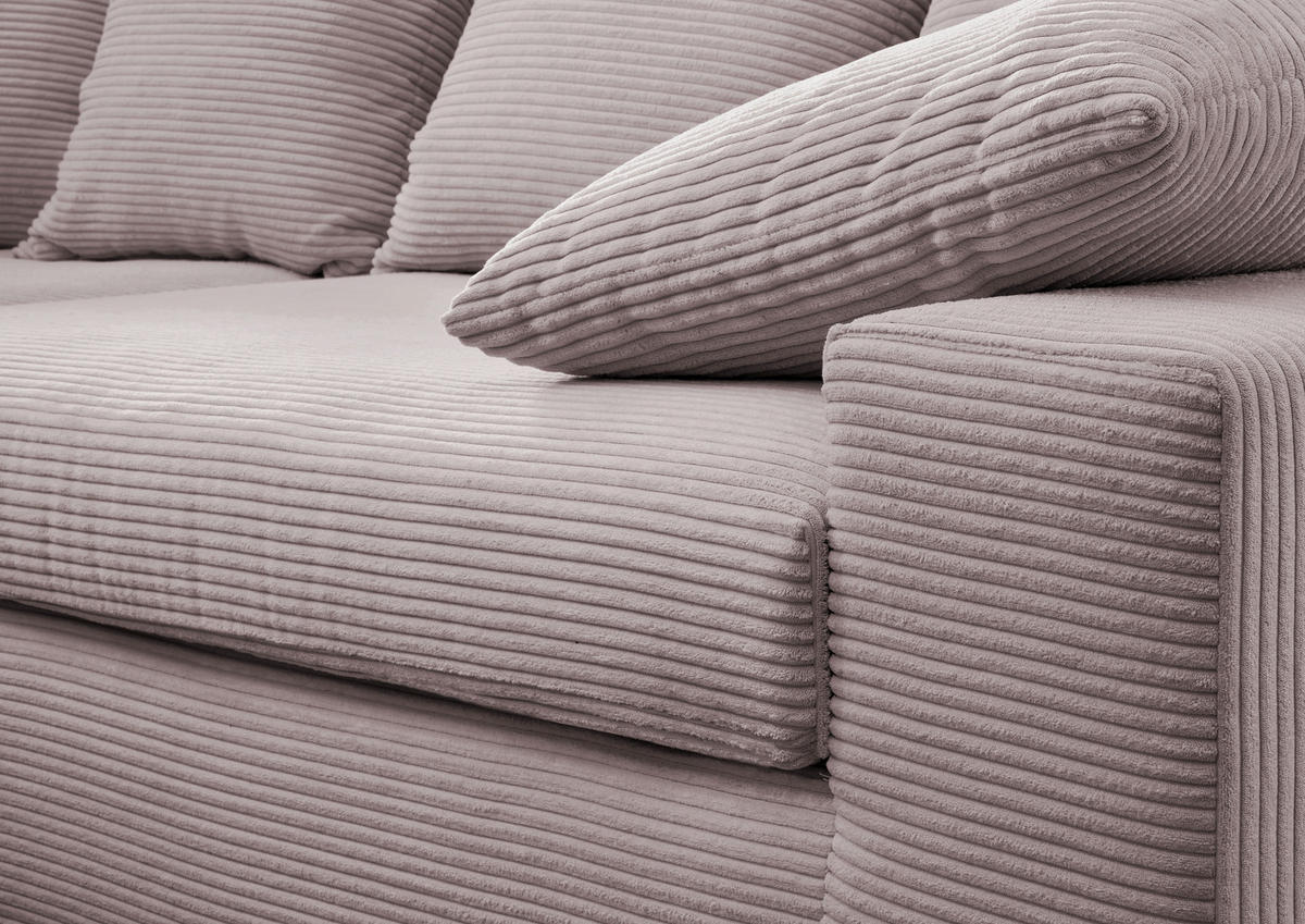 ECKSOFA Rosa Cord  - Schwarz/Rosa, MODERN, Kunststoff/Textil (278/200cm) - Livetastic