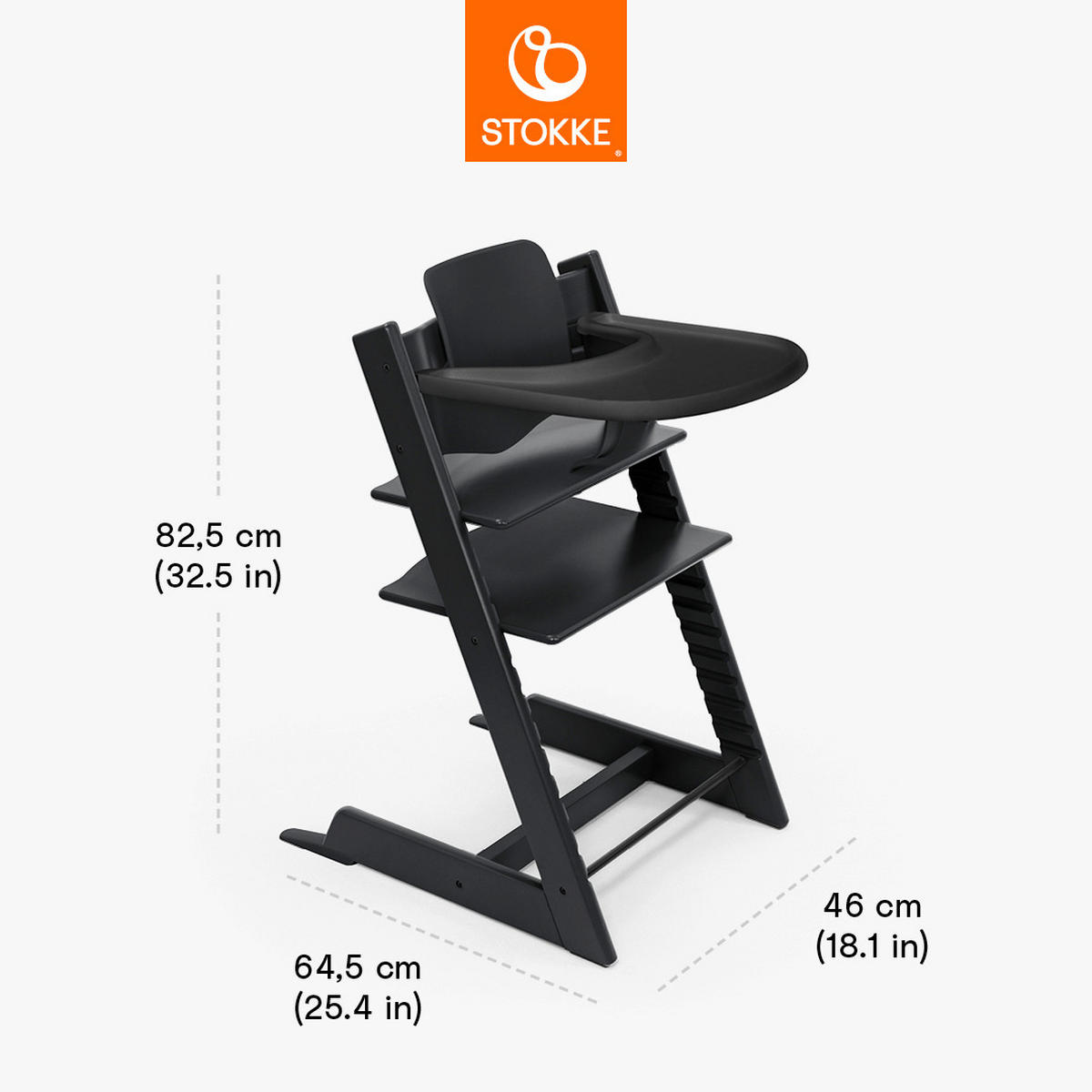 HOCHSTUHL-SET Tripp Trapp Bundles  - Schwarz, Basics, Holz (83/65/46cm) - Stokke