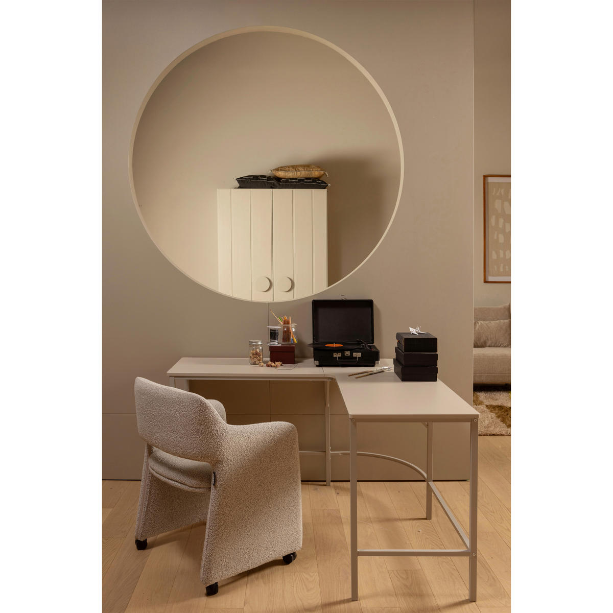 ARMLEHNSTUHL   Bouclé  - Greige, MODERN, Kunststoff/Textil (59/79/58cm) - Livetastic