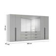 DREHTÜRENSCHRANK 400/235/61 cm,  in Weiß, Weiß Hochglanz, 8-türig  - Chromfarben/Weiß Hochglanz, Basics, Glas/Holzwerkstoff (400/235/61cm) - Novel