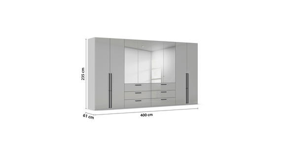 DREHTÜRENSCHRANK 400/235/61 cm,  in Weiß, Weiß Hochglanz, 8-türig  - Chromfarben/Weiß Hochglanz, Basics, Glas/Holzwerkstoff (400/235/61cm) - Novel
