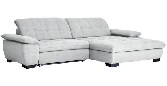 ECKSOFA in Webstoff Hellgrau  265/180 cm  - Hellgrau/Schwarz, Design, Textil/Metall (265/180cm) - Carryhome