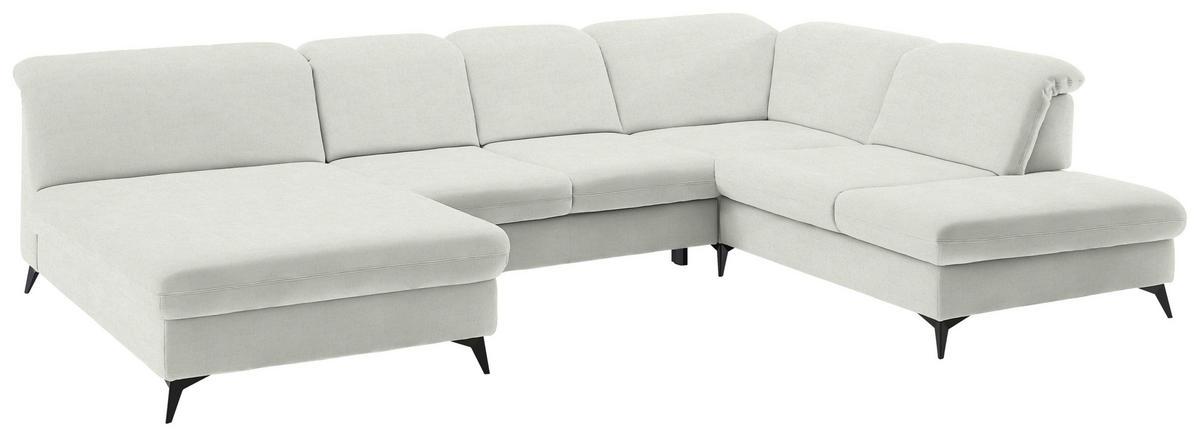 WOHNLANDSCHAFT  in Chenille Naturfarben  - Schwarz/Naturfarben, Design, Textil/Metall (198/369/255cm) - Beldomo Style