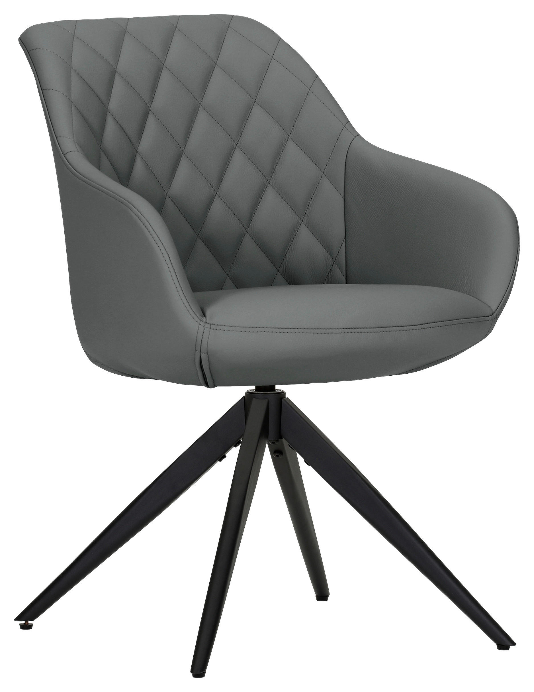 ARMLEHNSTUHL  in Echtleder pigmentiert  - Schwarz/Grau, Design, Leder/Metall (60/83/65cm) - Landscape