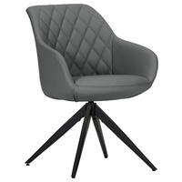 ARMLEHNSTUHL  in Echtleder pigmentiert  - Schwarz/Grau, Design, Leder/Metall (60/83/65cm) - Landscape