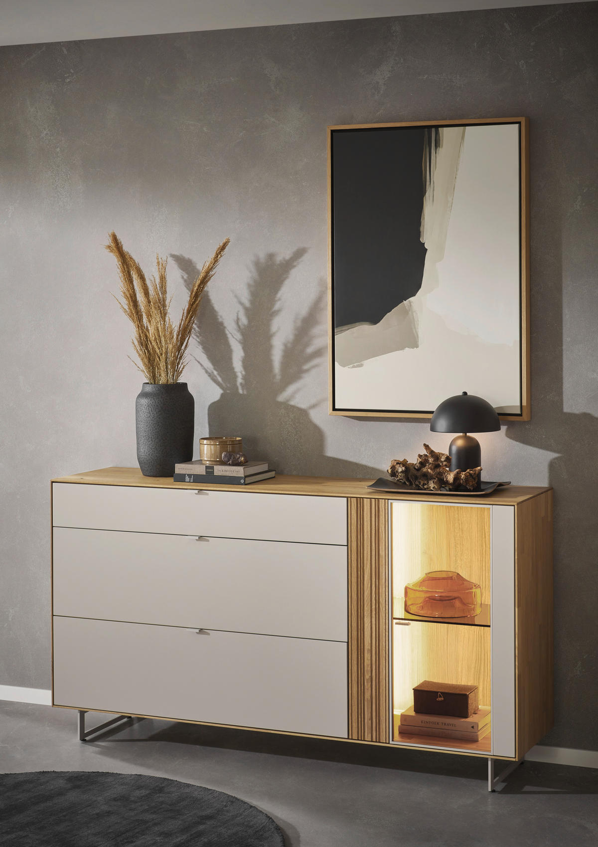 SIDEBOARD 181,9/87,9/45,2 cm  - Kaschmir/Wildeiche, Design, Glas/Holz (181,9/87,9/45,2cm) - Dieter Knoll