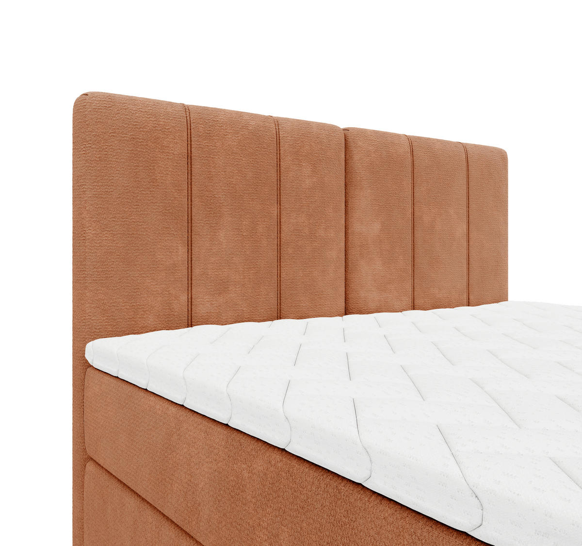 BOXBETT 160/200 cm,  in Rotbraun, gepolstertes Kopfteil, Bettkasten, Topper, Matratze, H3 = fest  - Rotbraun/Schwarz, Design, Holzwerkstoff/Kunststoff (160/200cm) - Esposa
