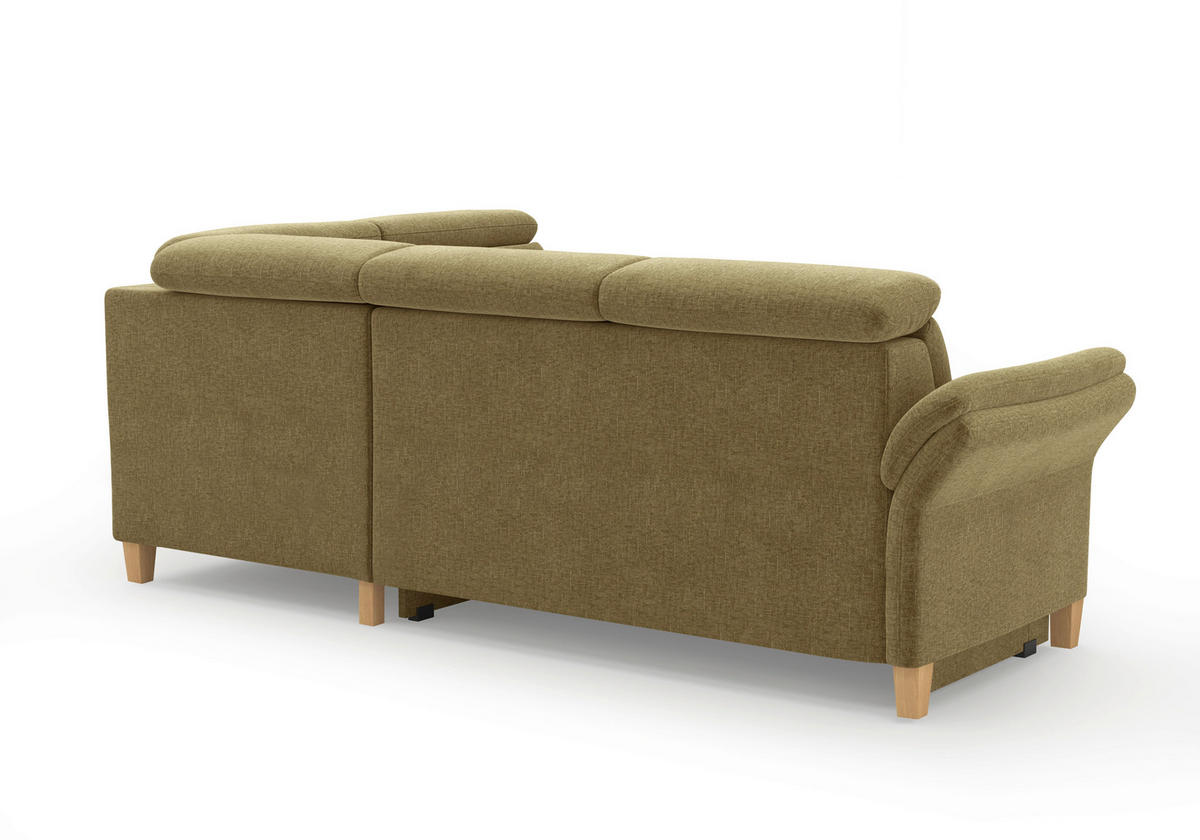 ECKSOFA GLENDALE E Olivgrün Flachgewebe  - Eichefarben/Olivgrün, KONVENTIONELL, Holz/Textil (247/193cm) - Sit & More