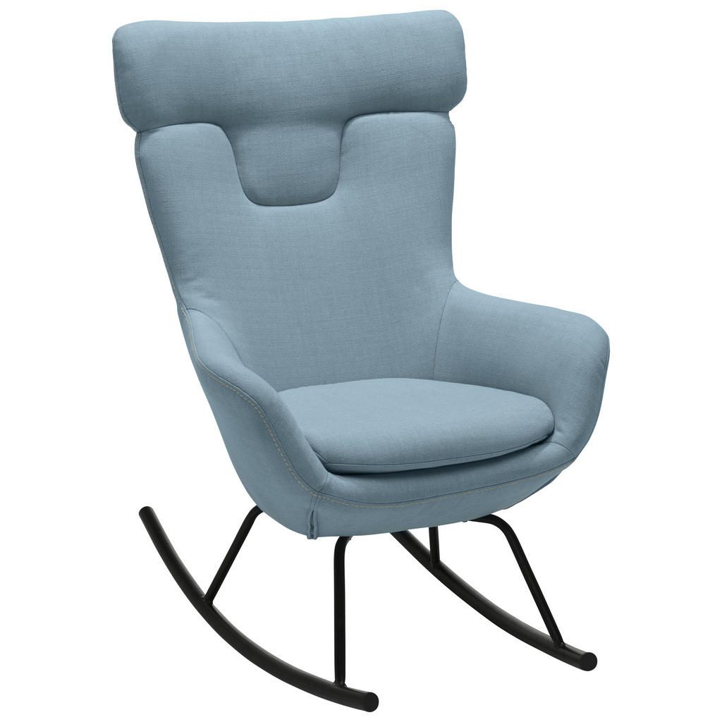 Schaukelstuhl In Metall, Textil Blau, Grau Schaukelstuhl In Metall, Textil Blau, Grau