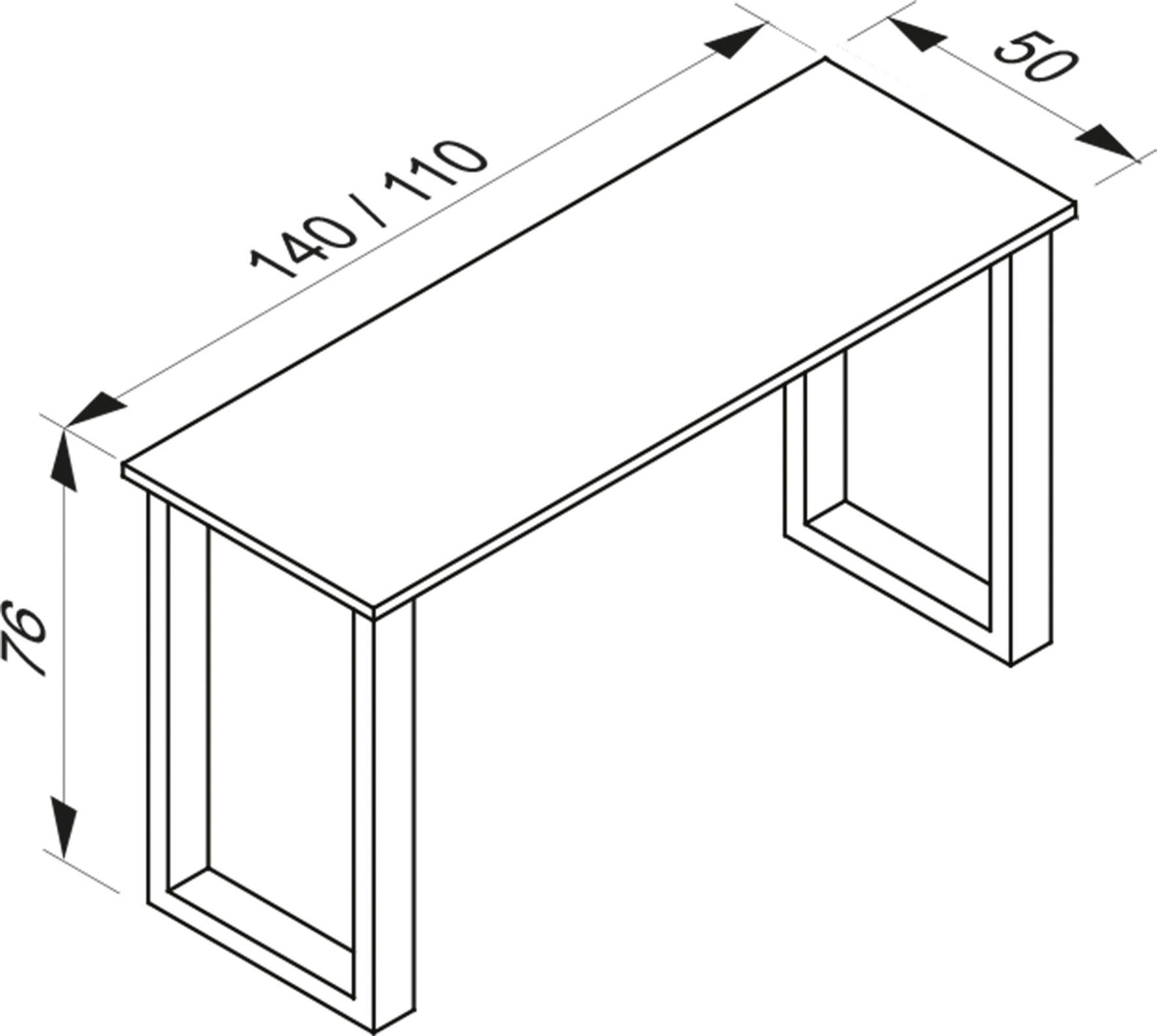 SCHREIBTISCH 110/50/76 cm  in Schwarz, Weiß  - Schwarz/Weiß, MODERN, Holzwerkstoff/Metall (110/50/76cm) - MID.YOU