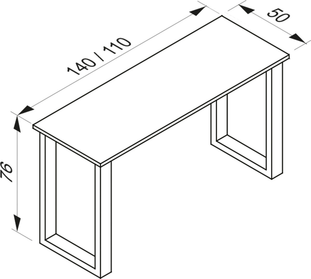 SCHREIBTISCH 110/50/76 cm  in Schwarz, Weiß  - Schwarz/Weiß, MODERN, Holzwerkstoff/Metall (110/50/76cm) - MID.YOU