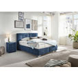 BOXSPRINGBETT 200/200 cm  in Dunkelblau  - Chromfarben/Dunkelblau, KONVENTIONELL, Textil/Metall (200/200cm) - Dieter Knoll