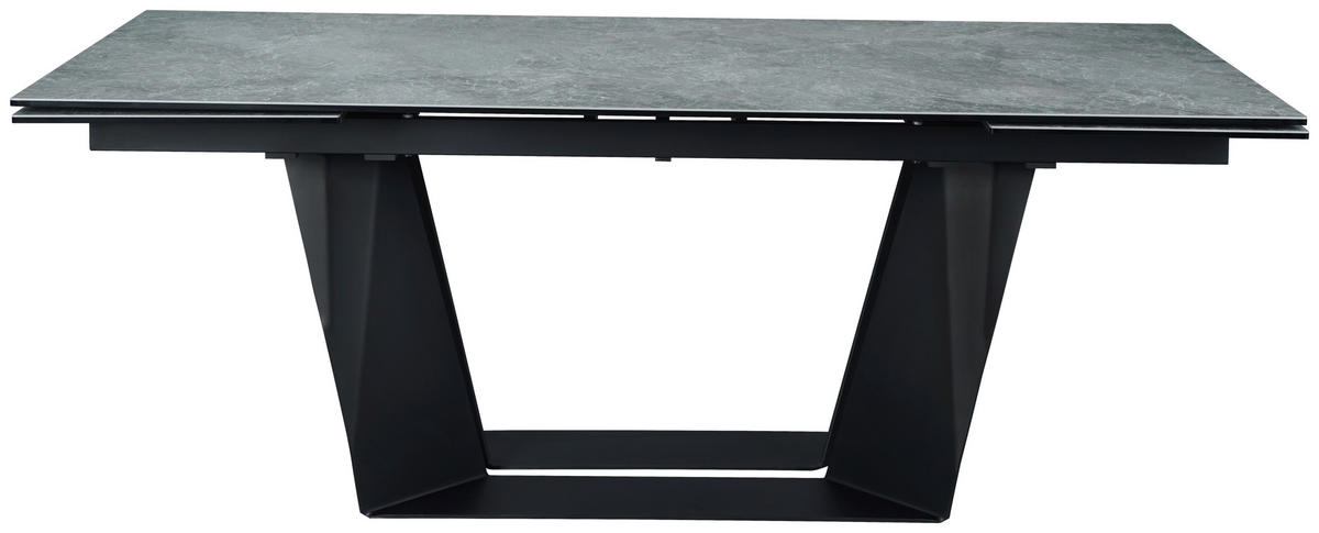 ESSTISCH in Metall, Glas, Keramik 200-300/100/76 cm  - Schwarz/Grau, Design, Glas/Keramik (200-300/100/76cm) - Emilio Belluti