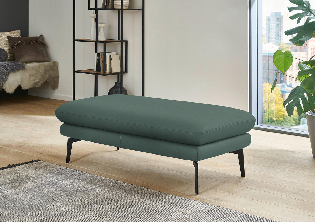 ECKSOFA in Echtleder Opal  - Opal/Schwarz, Design, Leder/Metall (180/310cm) - Dieter Knoll