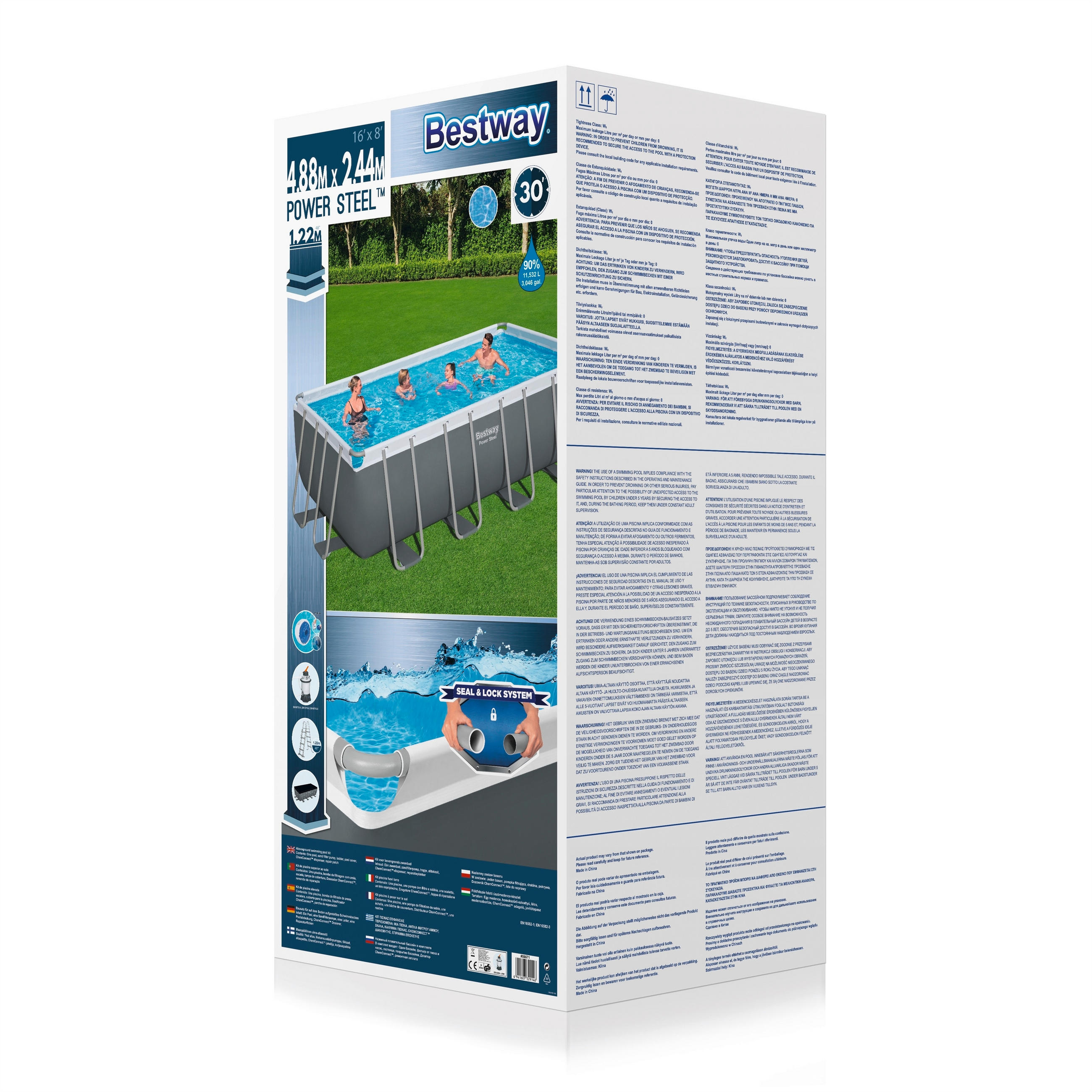POOL 56671GS 488/244/122 cm  - Blau/Weiß, KONVENTIONELL, Kunststoff/Metall (488/244/122cm) - Bestway