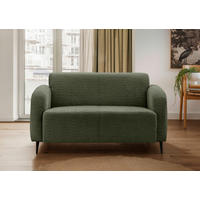 2-SITZER-SOFA Marone in Bouclé Dunkelgrün  - Dunkelgrün/Schwarz, MODERN, Textil/Metall (140/76/90cm) - Livetastic