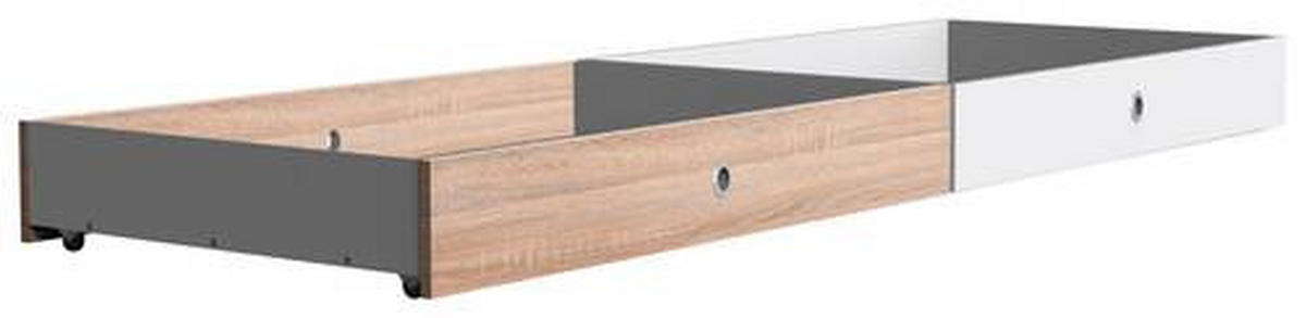 BETTKASTENSET  in Weiss, Eichefarben  - Weiss/Eichefarben, Konventionell, Holzwerkstoff (100/16/60cm) - Carryhome