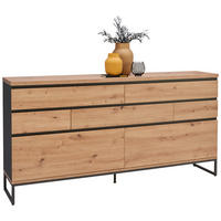 SIDEBOARD  in 189,2/95,8/40 cm  - Anthrazit/Eiche Artisan, KONVENTIONELL, Holzwerkstoff/Metall (189,2/95,8/40cm) - home24