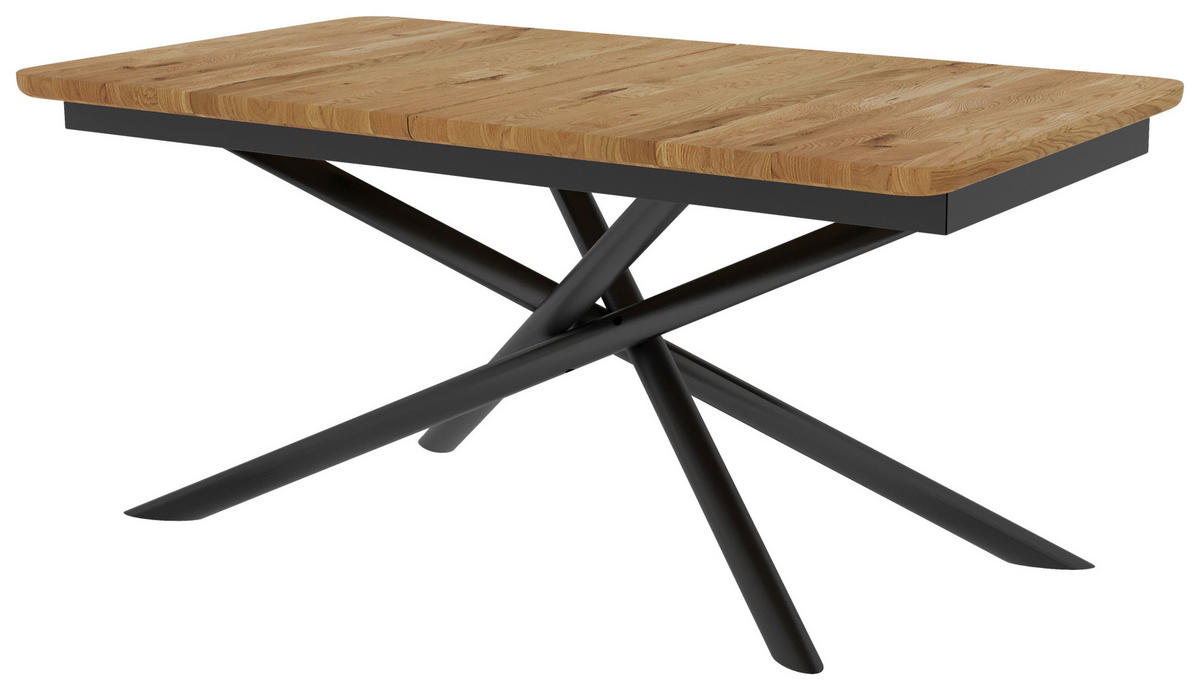 AUSZIEHTISCH in Holz 160 (240)/90/75 cm  - Wildeiche/Schwarz, Basics, Holz/Metall (160 (240)/90/75cm) - Linea Natura