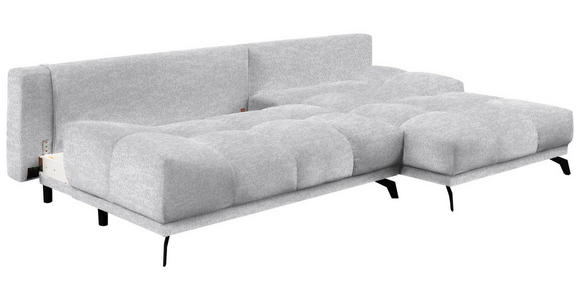 ECKSOFA in Chenille Hellgrau  - Hellgrau/Schwarz, MODERN, Textil/Metall (290/182cm) - Hom`in