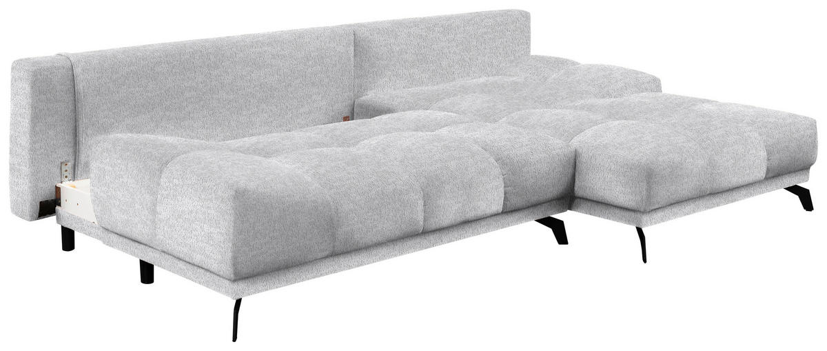 ECKSOFA in Chenille Hellgrau  - Hellgrau/Schwarz, Modern, Textil/Metall (290/182cm) - Hom`in