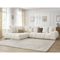 ECKSOFA Ottomane links  EVEREST Weiß Flachgewebe  - Schwarz/Weiß, MODERN, Kunststoff/Textil (210/352cm) - Livetastic