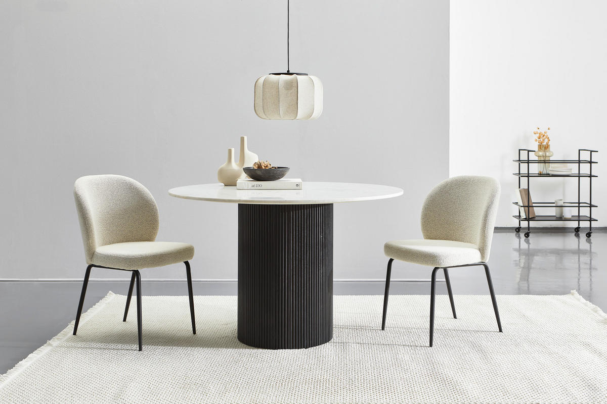 JEDÁLENSKÝ STÔL, akácia, čierna, biela, 120/120/76 cm - čierna/biela, Modern, drevo/kameň (120/120/76cm) - Livetastic