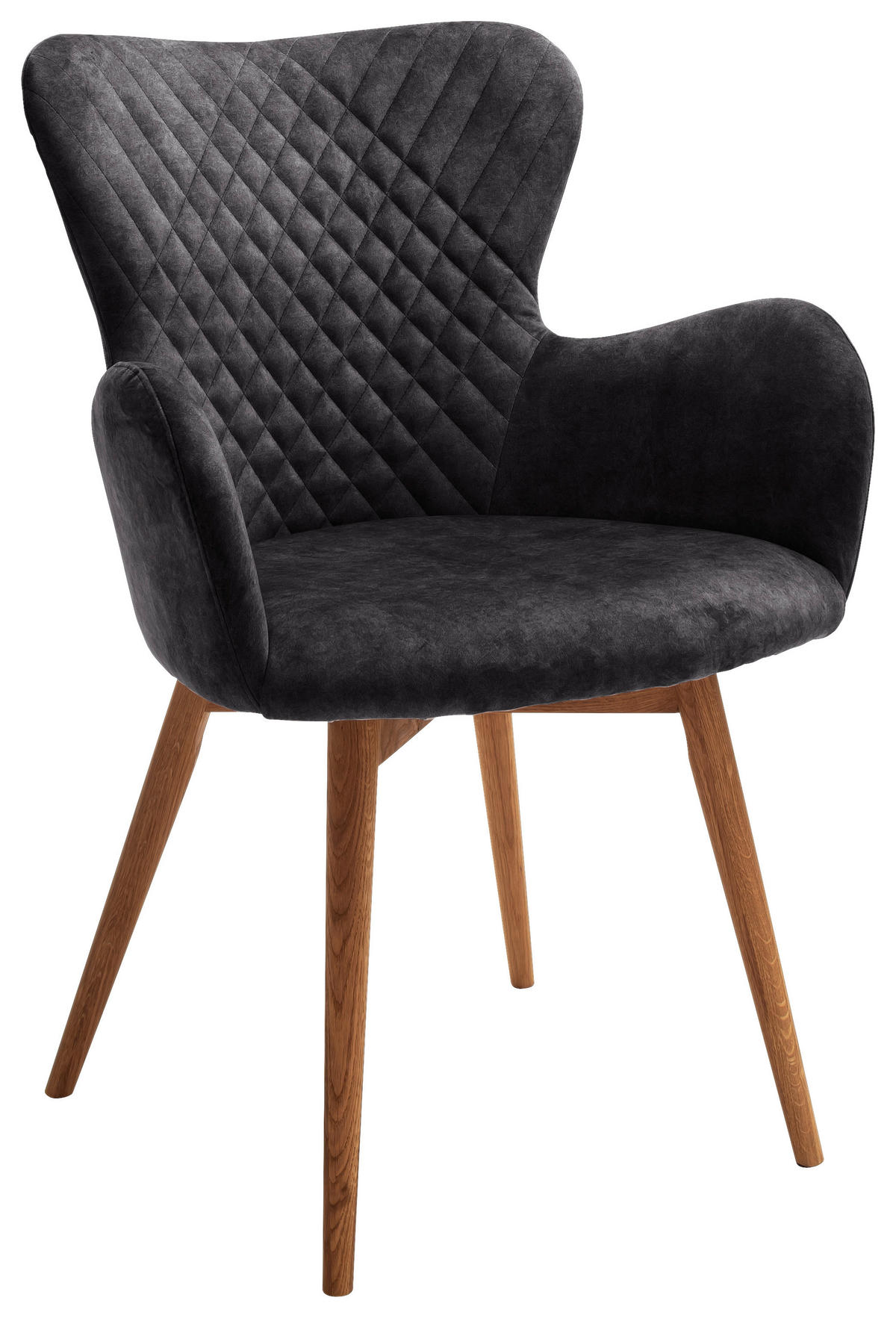 ARMLEHNSTUHL  in Velours  - Eichefarben/Anthrazit, Natur, Holz/Textil (62/87/65cm) - MID.YOU