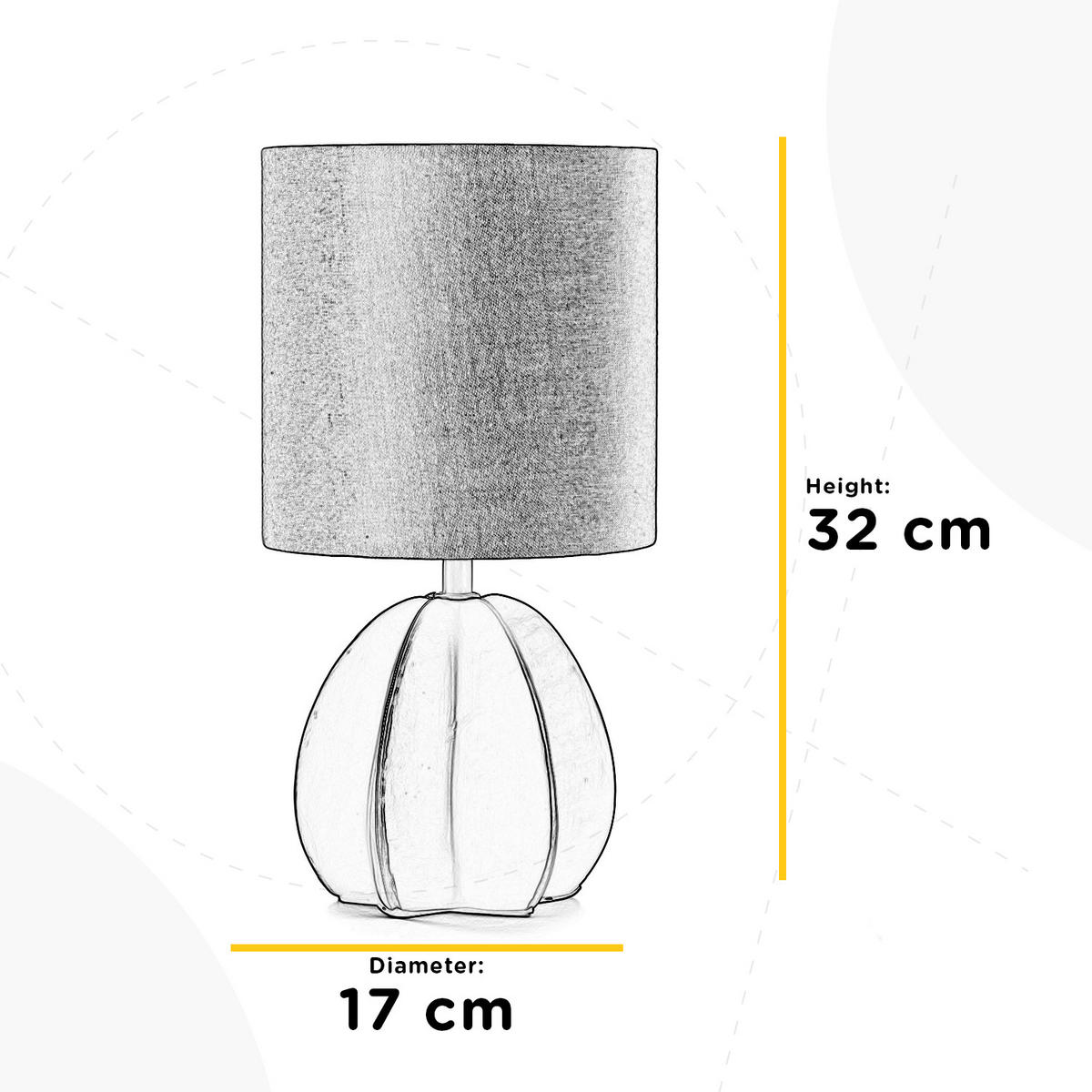 STOLNÍ LAMPA, E14, 17/32 cm  - hnědá, Konvenční, textil/keramika (17/32cm)