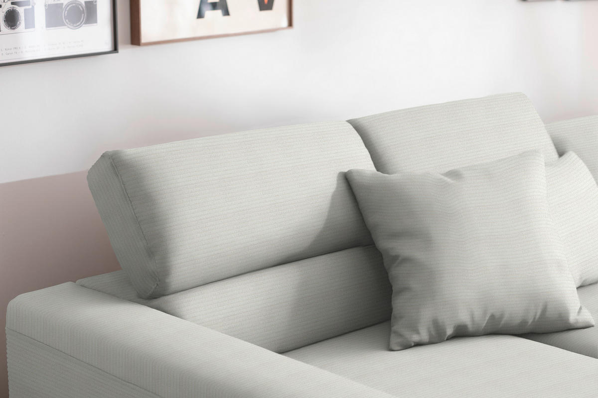 ECKSOFA  in Cord Grauweiß  215-217/293 cm  - Grauweiß/Schwarz, Design, Textil/Metall (215-217/293cm) - Schöner Wohnen