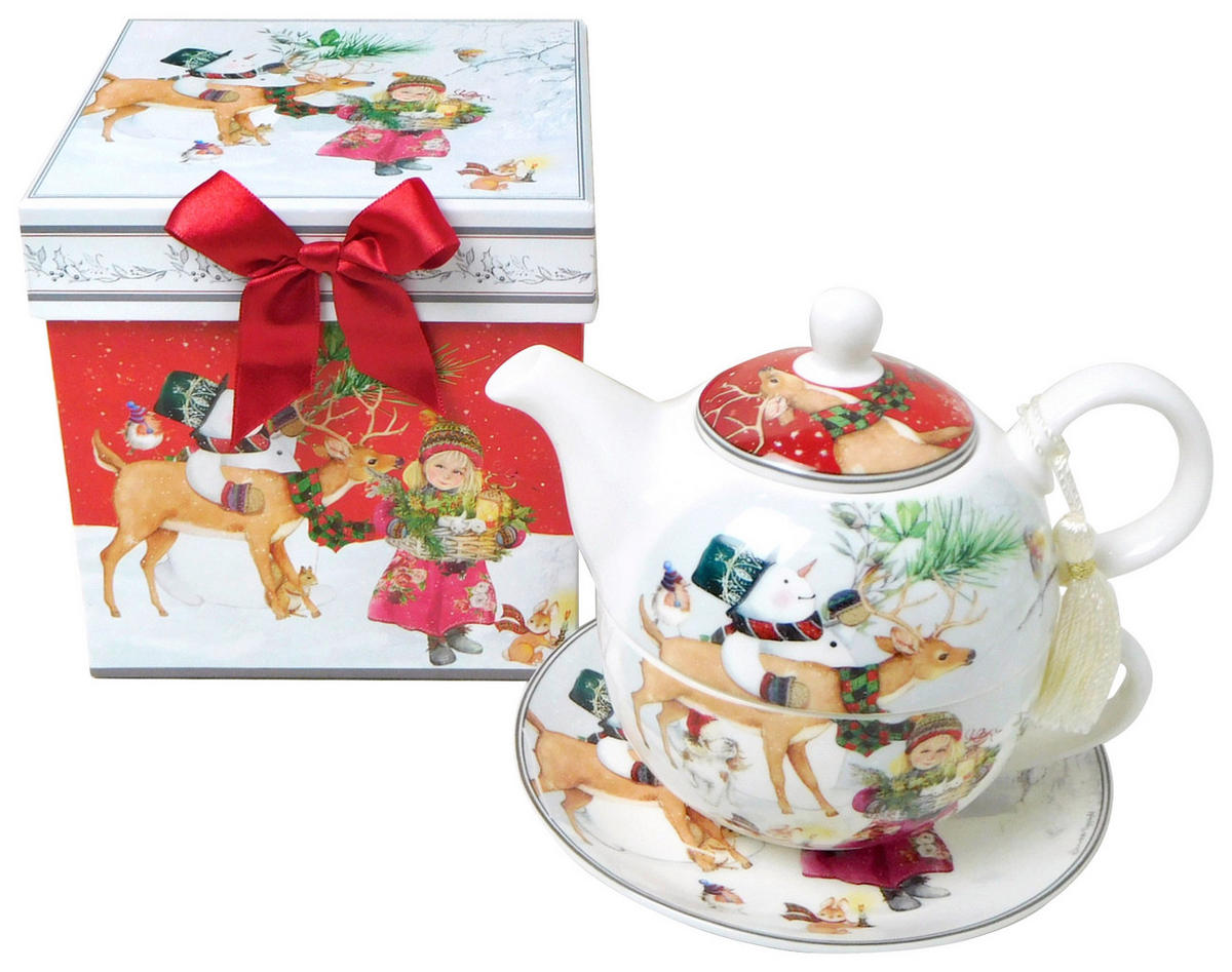 ČAJOVÁ SOUPRAVA PRO JEDNOHO 490 ml - vícebarevná, Trend, keramika (17/14cm) - X-Mas