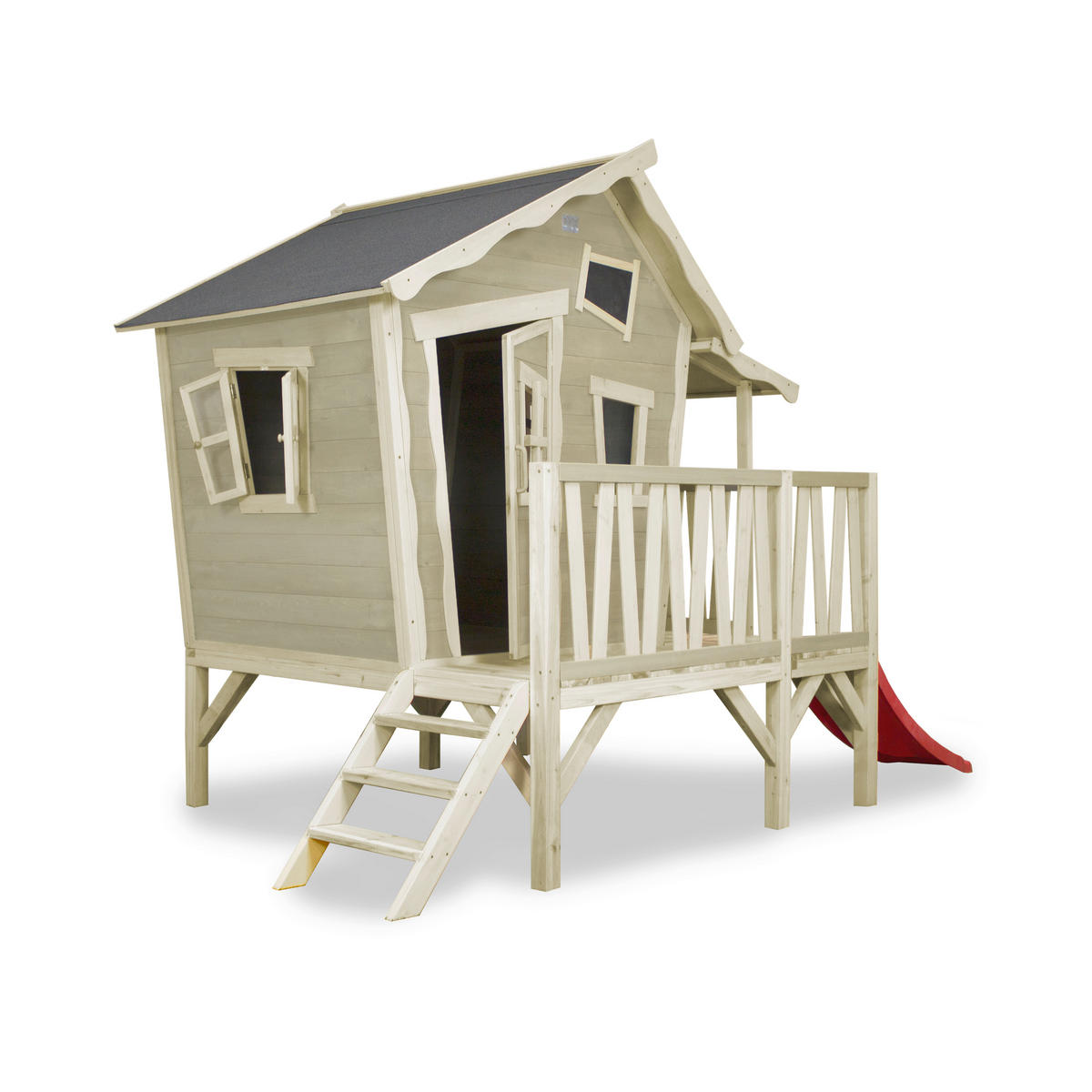 SPIELHAUS  - Rot/Naturfarben, KONVENTIONELL, Holz (322/184/227cm) - EXIT Toys