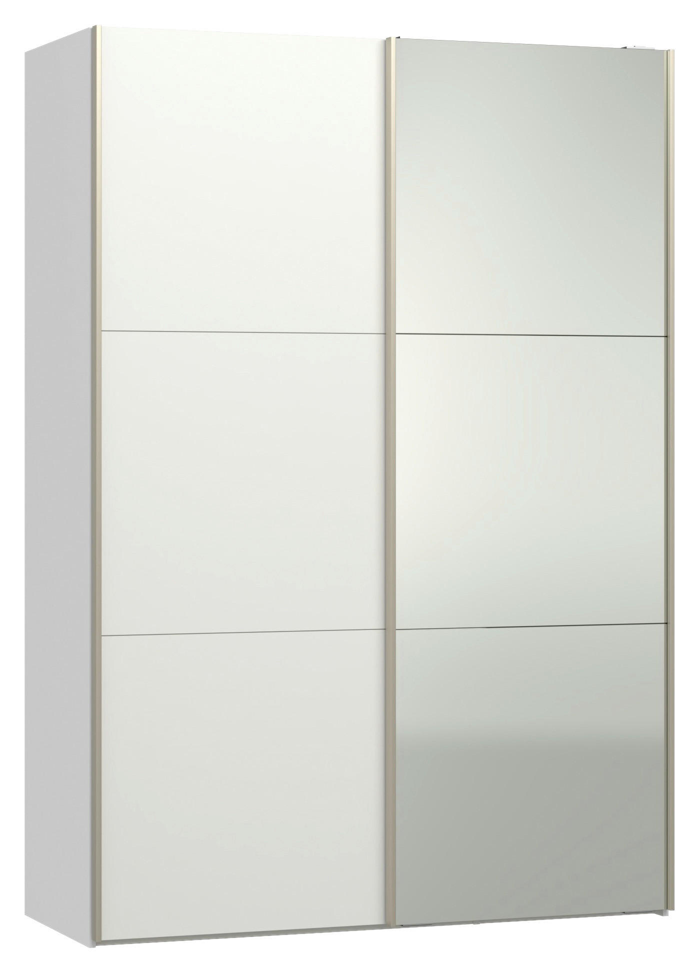 SCHWEBETÜRENSCHRANK 152/220/65 cm 2-türig Weiß  - Edelstahlfarben/Weiß, Design, Glas/Holzwerkstoff (152/220/65cm) - Jutzler