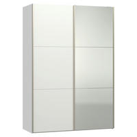SCHWEBETÜRENSCHRANK 152/220/65 cm 2-türig Weiß  - Edelstahlfarben/Weiß, Design, Glas/Holzwerkstoff (152/220/65cm) - Jutzler