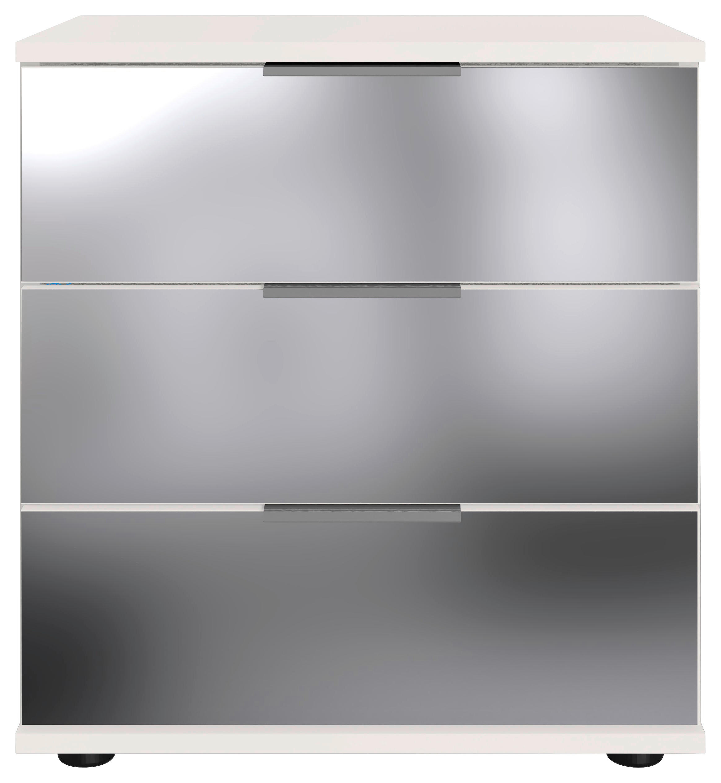 NOČNÍ STOLEK, čiré, bílá, barvy hliníku, 52/58/38 cm - bílá/černá, Moderní, kov/kompozitní dřevo (52/58/38cm) - MID.YOU