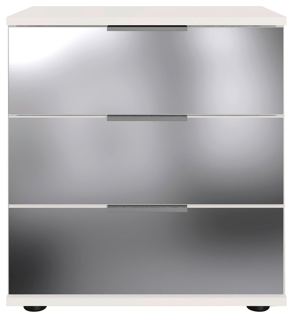NACHTKÄSTCHEN 52/58/38 cm  in Klar, Weiss, Alufarben  - Klar/Weiss, Modern, Glas/Holzwerkstoff (52/58/38cm) - MID.YOU