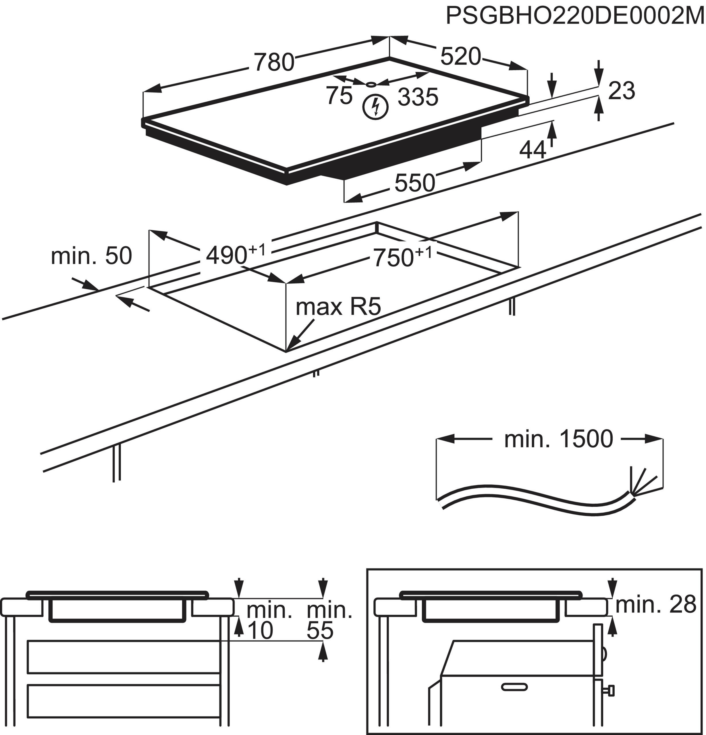 Thumbnail - Electrolux Induktionskochfeld, Schwarz, Glas, 78x4.4x52.0 cm, Made in Germany, Kindersicherung, Sicherheitsabschaltung, ...