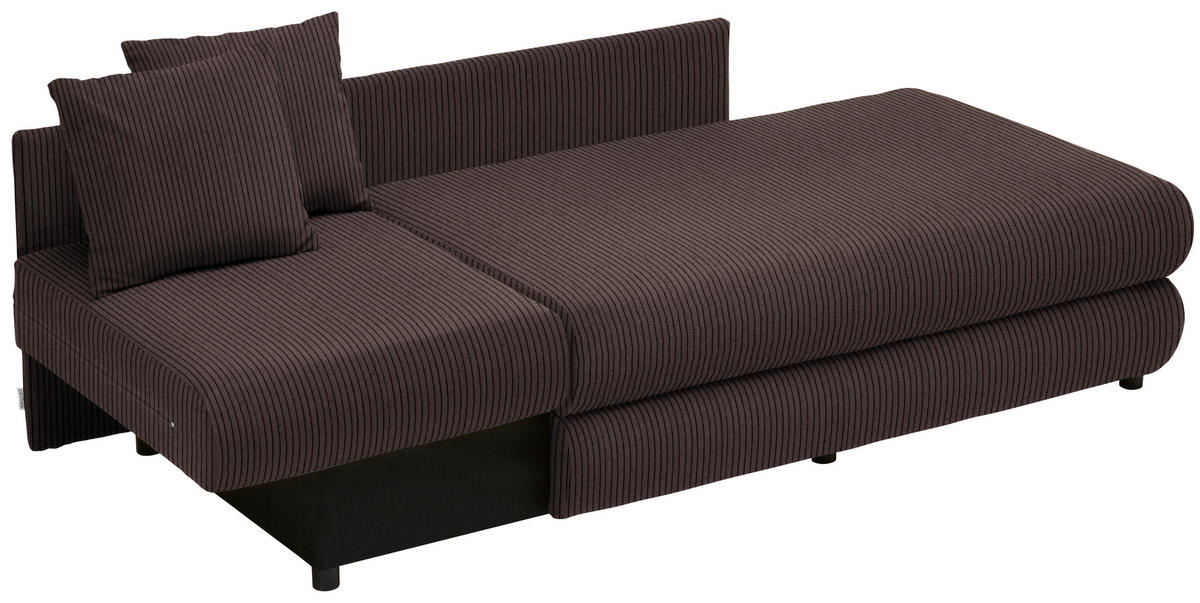 RÉCAMIERE in Cord Braun  - Schwarz/Braun, Design, Kunststoff/Textil (171/71-88/93cm) - Cantus