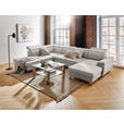 WOHNLANDSCHAFT inkl.Funktionen Ecru Webstoff  - Ecru/Silberfarben, Design, Textil/Metall (226/320/168cm) - Xora