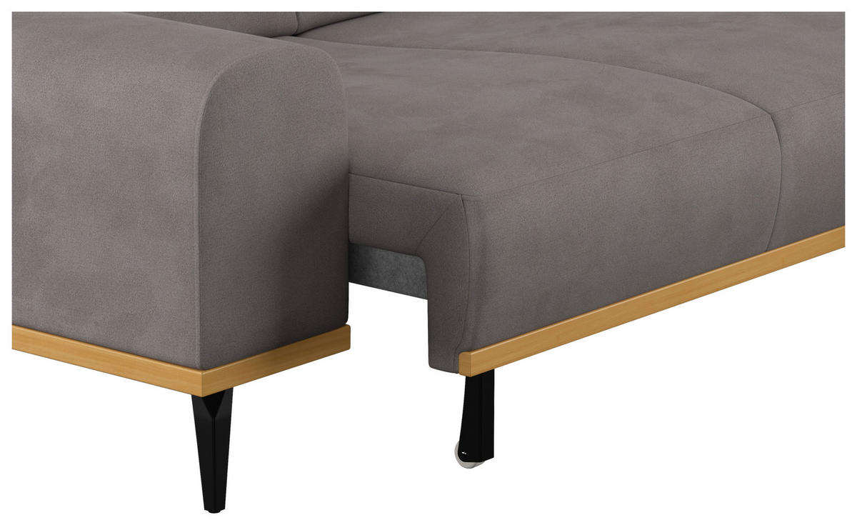 ECKSOFA Grau Mikrofaser  - Schwarz/Grau, KONVENTIONELL, Textil/Metall (244/157cm) - Cotta