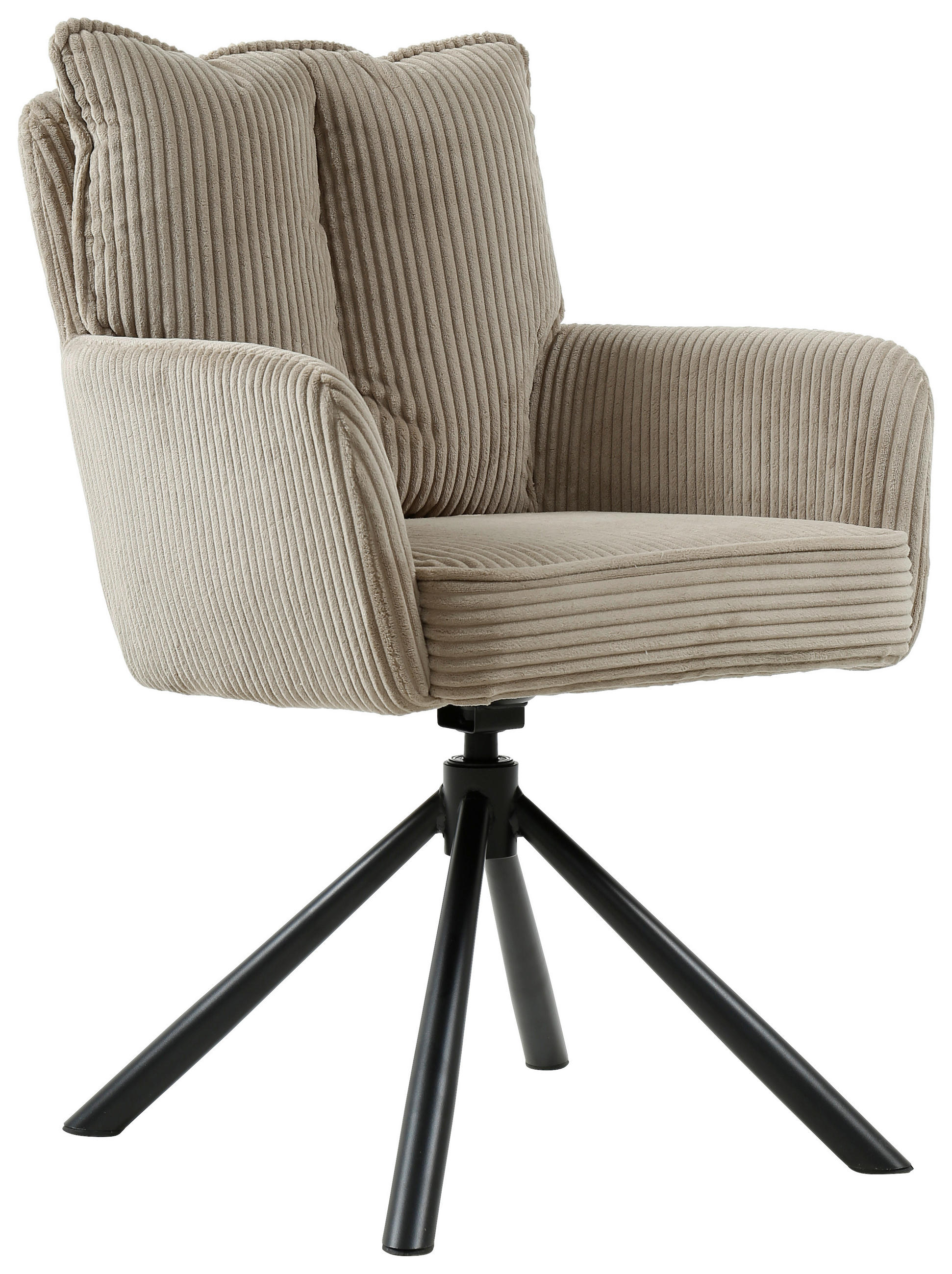 ARMLEHNSTUHL  in Eisen Cord  - Schwarz/Cappuccino, Design, Textil/Metall (61/90/67cm) - Carryhome