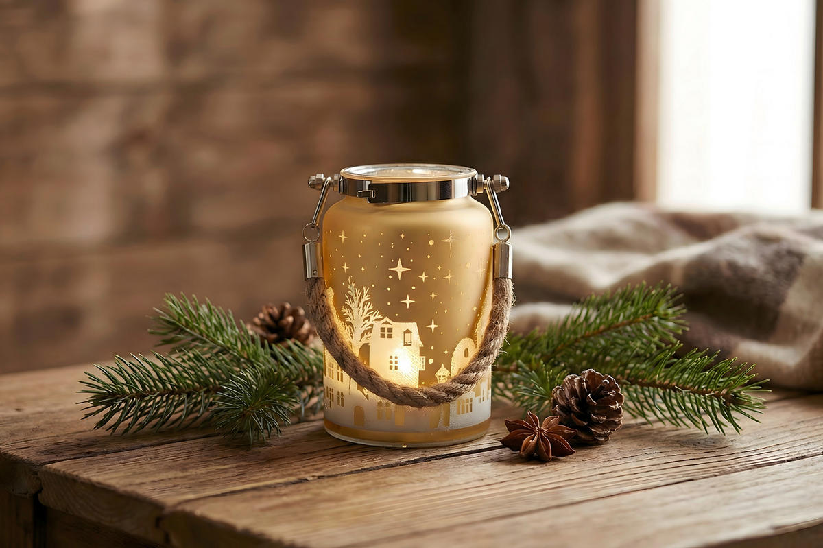 LED-WEIHNACHTSFIGUR  - Beige/Rot, LIFESTYLE, Glas (8/12cm)