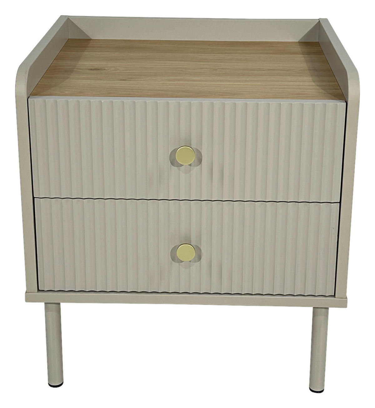 NACHTKÄSTCHEN in Eichefarben, Hellgrau  - Eichefarben/Goldfarben, Design, Holzwerkstoff/Metall (50/54/40cm) - Xora