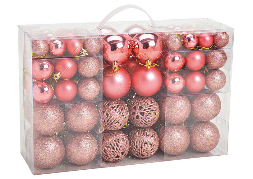 CHRISTBAUMKUGEL-SET 100-teilig  - Pink/Rosa, Design, Kunststoff