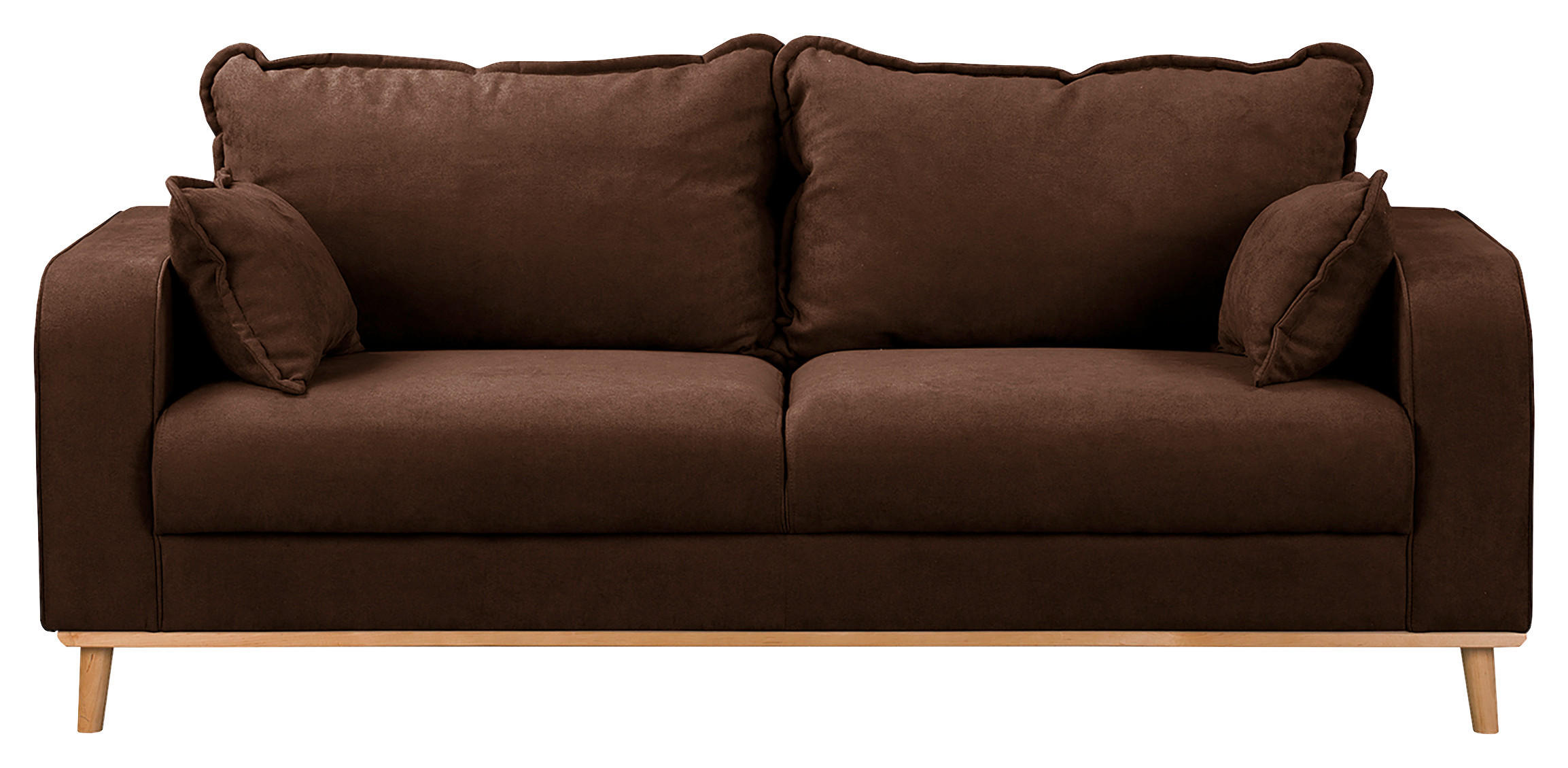 3-SITZER-SOFA in Mikrofaser Braun  - Wengefarben/Braun, Design, Holz/Textil (193/86/87cm) - Livetastic