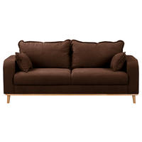 3-SITZER-SOFA Mikrofaser Braun  - Wengefarben/Braun, Design, Holz/Textil (193/86/87cm) - Livetastic