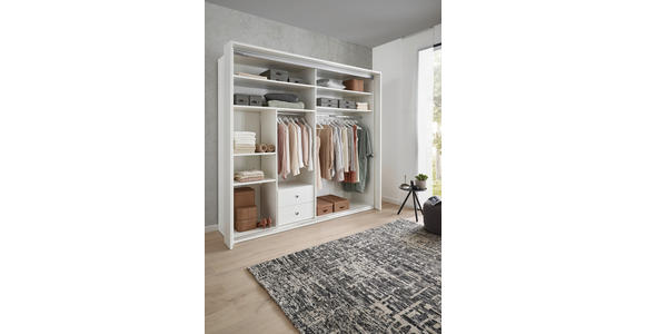 SCHWEBETÜRENSCHRANK  in Weiß, Dunkelgrau  - Dunkelgrau/Alufarben, KONVENTIONELL, Holzwerkstoff/Metall (240/226/64cm) - Xora