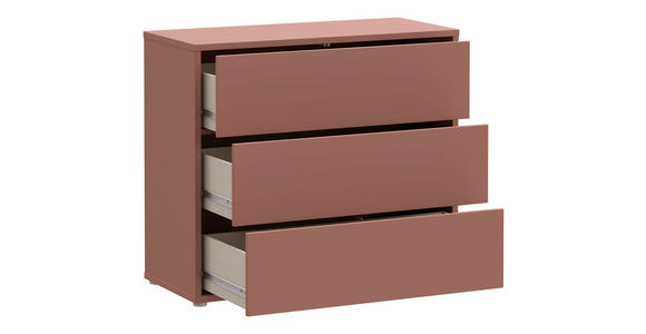 KOMMODE , 95/83/42 cm, 3 Schublade(n)  - Silberfarben/Terracotta, Trend, Holzwerkstoff/Kunststoff (95/83/42cm) - Carryhome