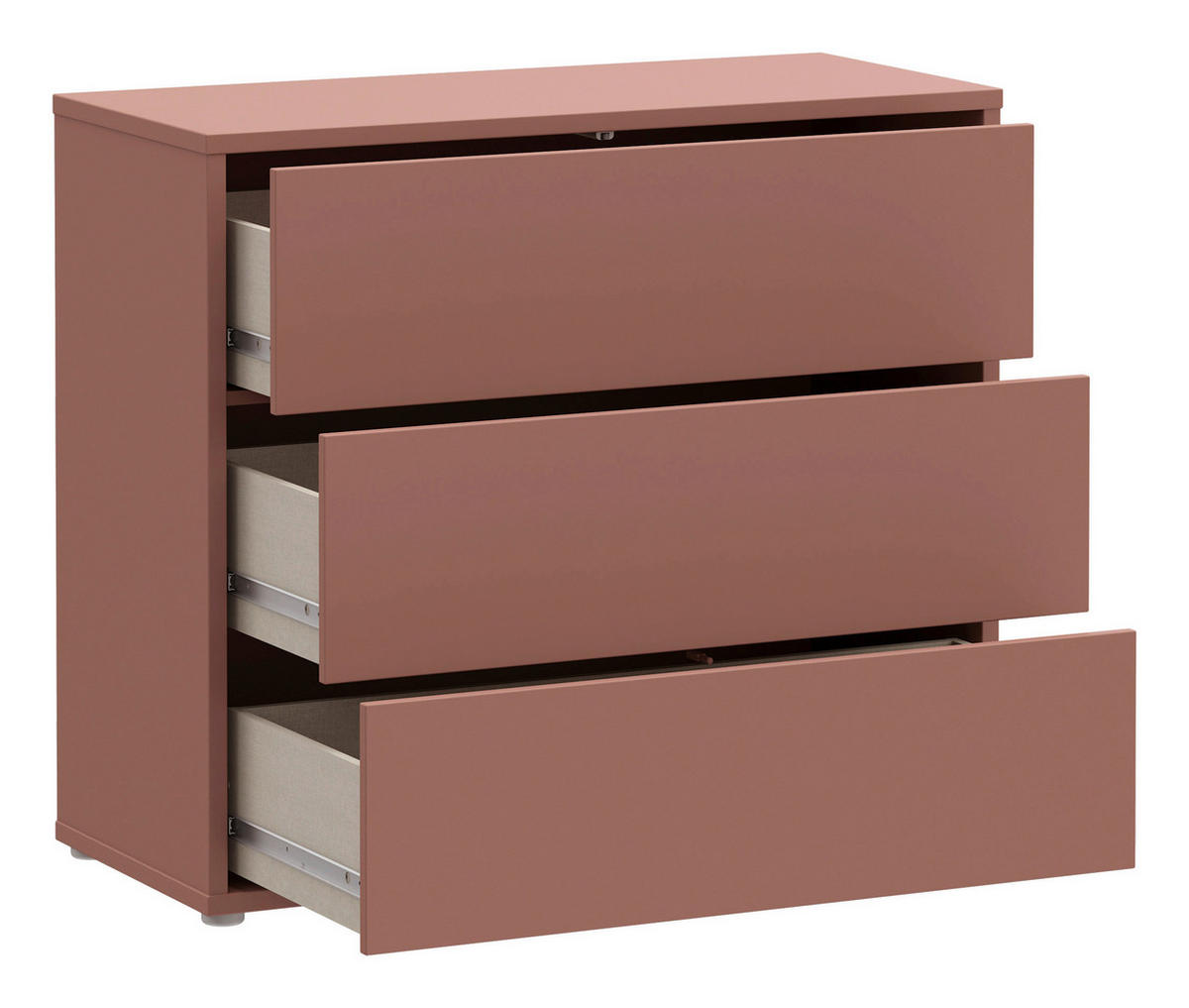 KOMMODE , 95/83/42 cm, 3 Schublade(n)  - Silberfarben/Terracotta, Trend, Holzwerkstoff/Kunststoff (95/83/42cm) - Carryhome