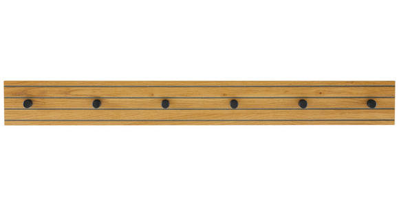 HAKENLEISTE in Schwarz, Eichefarben - Eichefarben/Schwarz, Design, Holzwerkstoff/Metall (80/9/1,5cm) - Carryhome